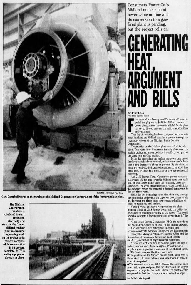 Midland Nuclear Power Plant (Cancelled) - July 1989 Gas Plant Conversion (newer photo)